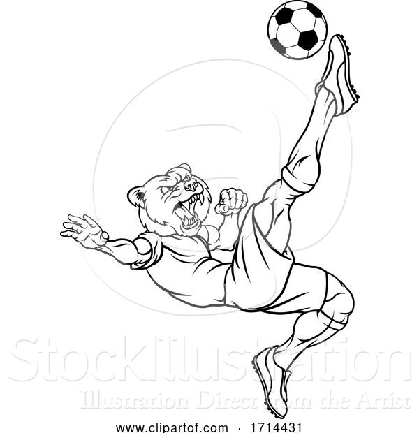 Vector Illustration of Bear Soccer Football Player Animal Sports Mascot
