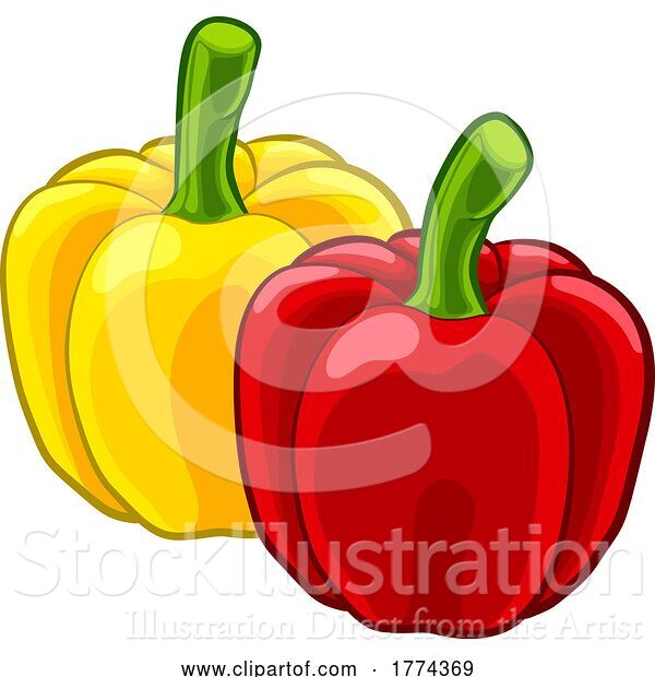 Vector Illustration of Bell Sweet Peppers Vegetable Food