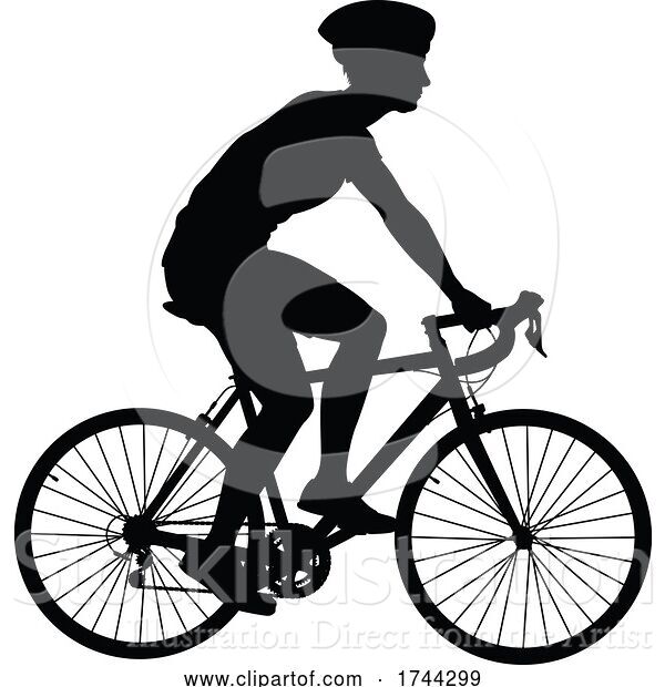 Vector Illustration of Bike and Bicyclist Silhouette