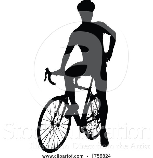 Vector Illustration of Bike and Bicyclist Silhouette