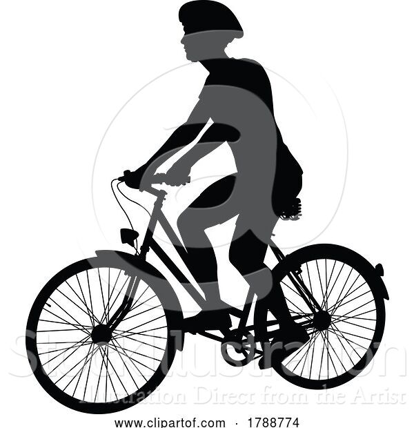 Vector Illustration of Bike and Bicyclist Silhouette