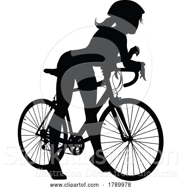 Vector Illustration of Bike and Bicyclist Silhouette