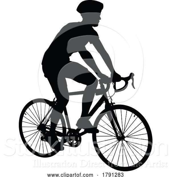 Vector Illustration of Bike and Bicyclist Silhouette