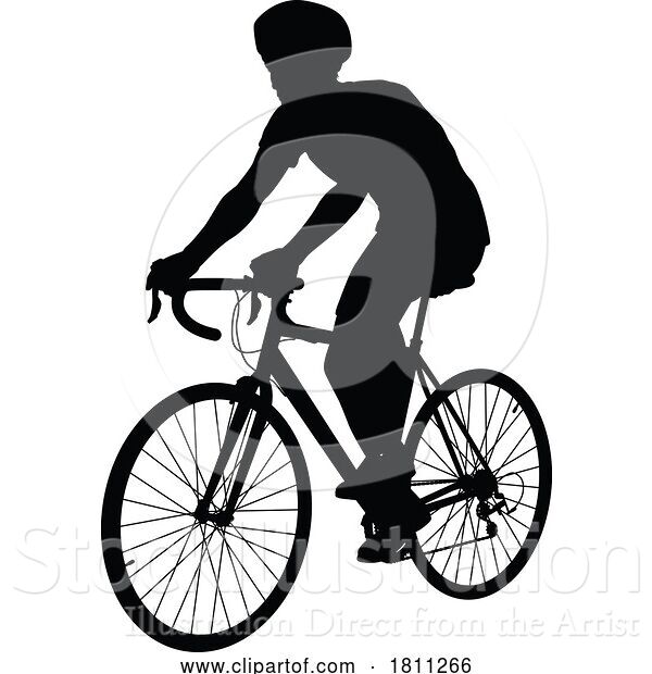 Vector Illustration of Bike and Bicyclist Silhouette