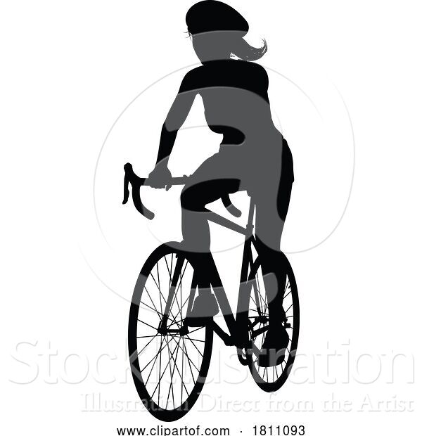 Vector Illustration of Bike and Bicyclist Silhouette