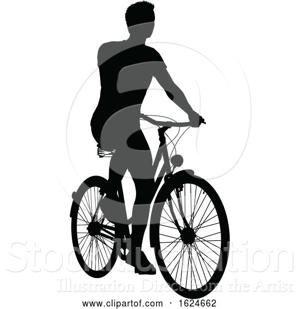 Vector Illustration of Bike Cyclist Riding Bicycle Silhouette