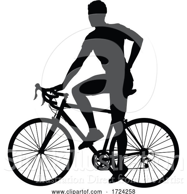 Vector Illustration of Bike Cyclist Riding Bicycle Silhouette