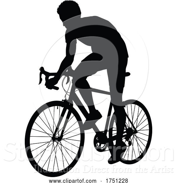 Vector Illustration of Bike Cyclist Riding Bicycle Silhouette