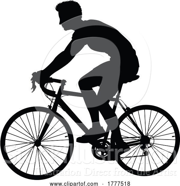 Vector Illustration of Bike Cyclist Riding Bicycle Silhouette