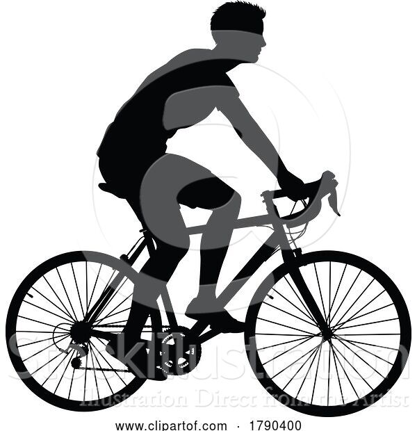 Vector Illustration of Bike Cyclist Riding Bicycle Silhouette