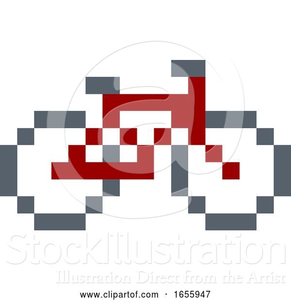 Vector Illustration of Bike or Bicycle Pixel 8 Bit Video Game Art Icon