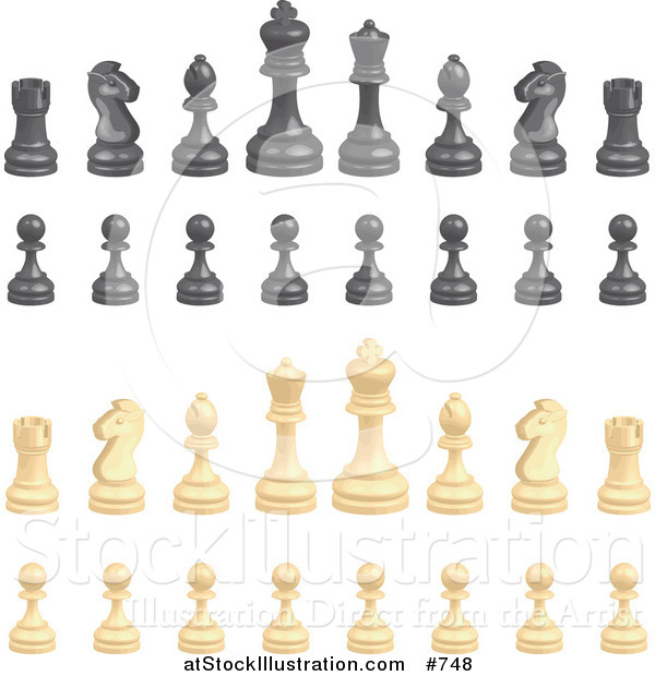 Vector Illustration of Black and Ivory Chess Pieces