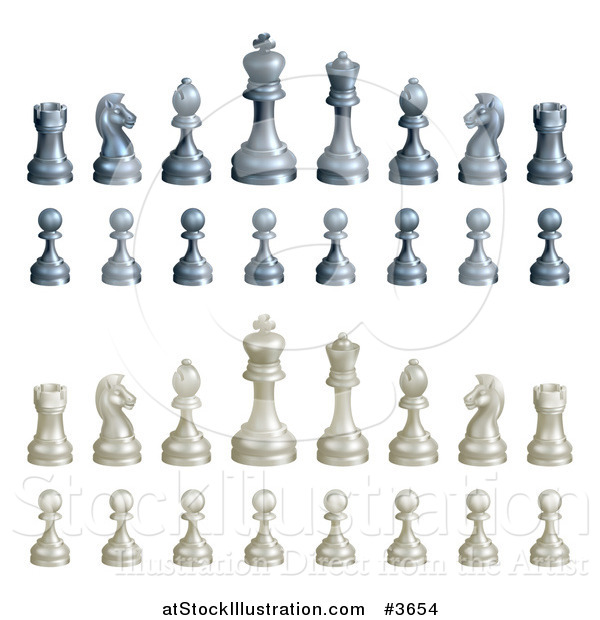 Vector Illustration of Black and White Chess Pieces