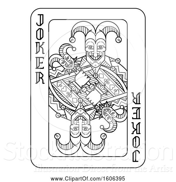 Vector Illustration of Black and White Joker Playing Card
