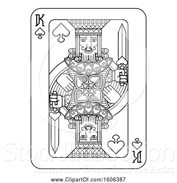 Vector Illustration of Black and White King of Spades Playing Card