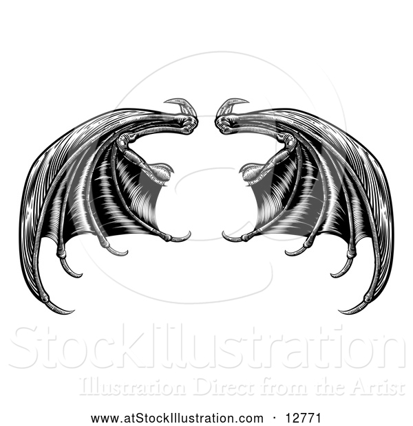 Vector Illustration of Black Dragon Wings