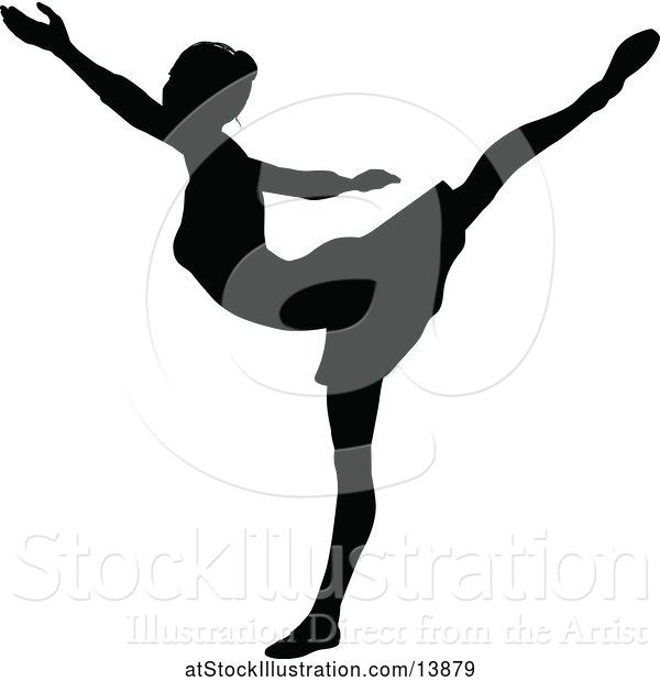 Vector Illustration of Black Silhouetted Ballerina Dancing