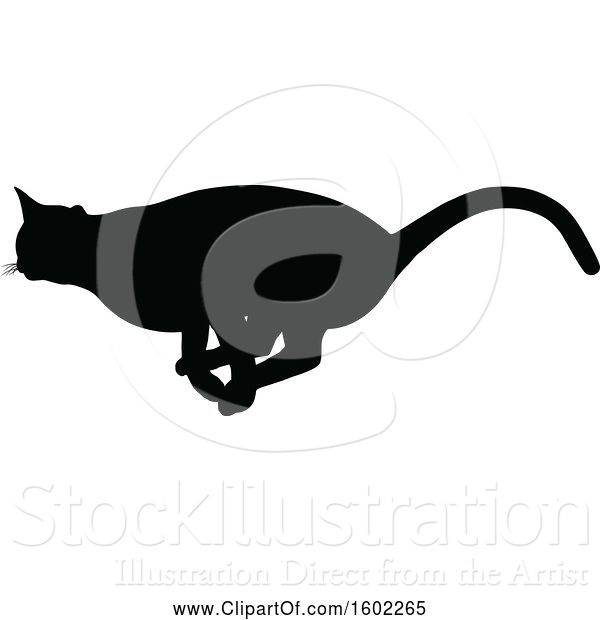 Vector Illustration of Black Silhouetted Cat Running
