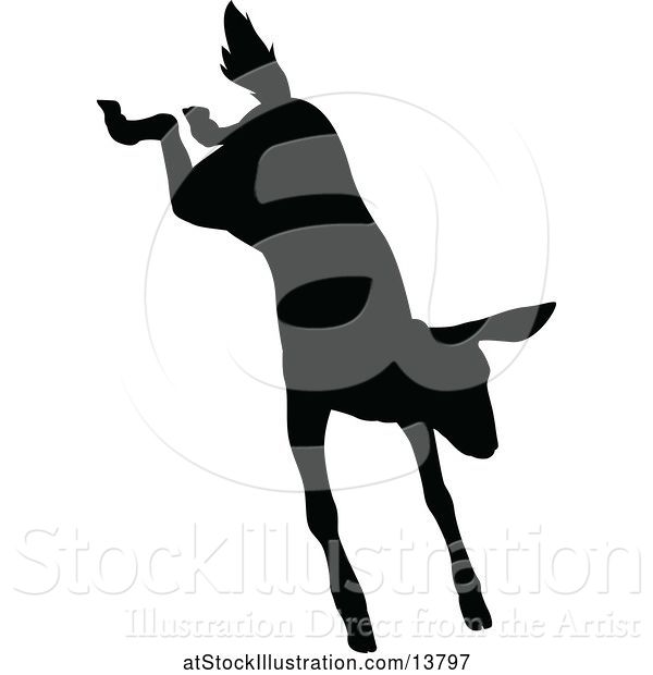 Vector Illustration of Black Silhouetted Deer Fawn