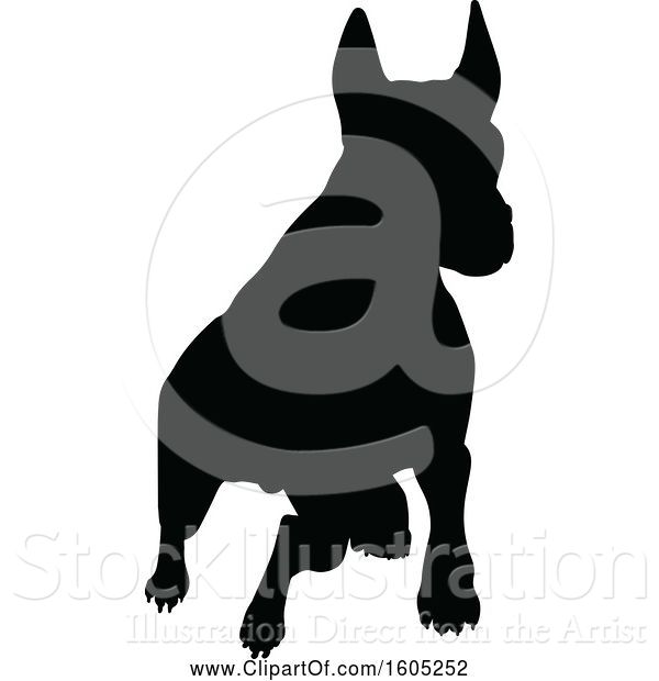 Vector Illustration of Black Silhouetted Dog Running