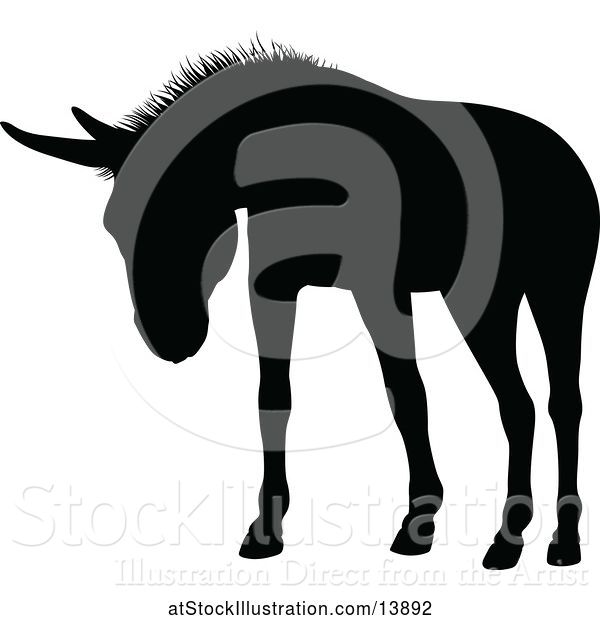 Vector Illustration of Black Silhouetted Donkey