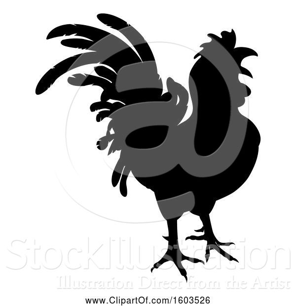 Vector Illustration of Black Silhouetted Rooster
