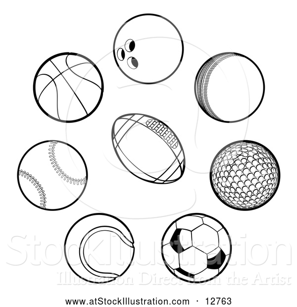Vector Illustration of Black Sports Balls