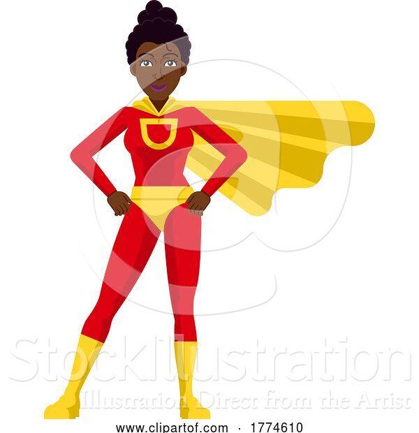 Vector Illustration of Black Super Hero Lady Character