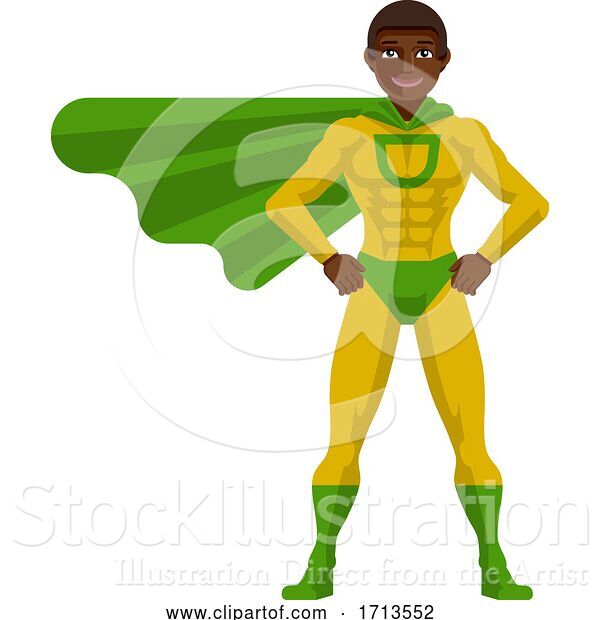 Vector Illustration of Black Superhero Guy
