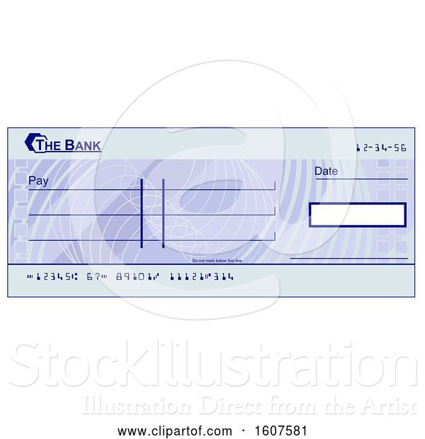 Vector Illustration of Blank Blue Bank Check
