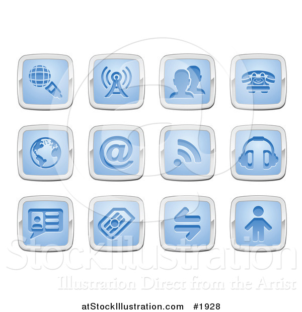 Vector Illustration of Blue and Silver Communication Icons