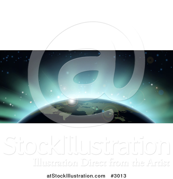 Vector Illustration of Blue Flares of Eclipse Light Behind Earth