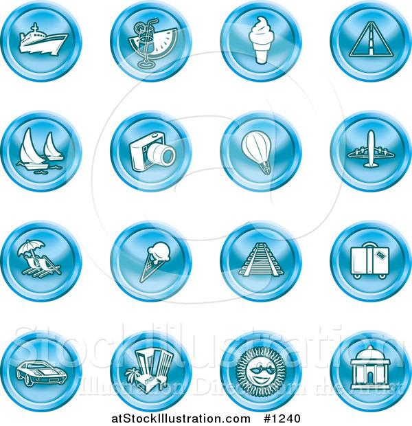 Vector Illustration of Blue Icons