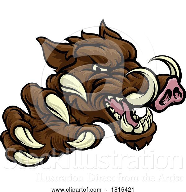 Vector Illustration of Boar Wild Hog Razorback Warthog Pig Sports Mascot