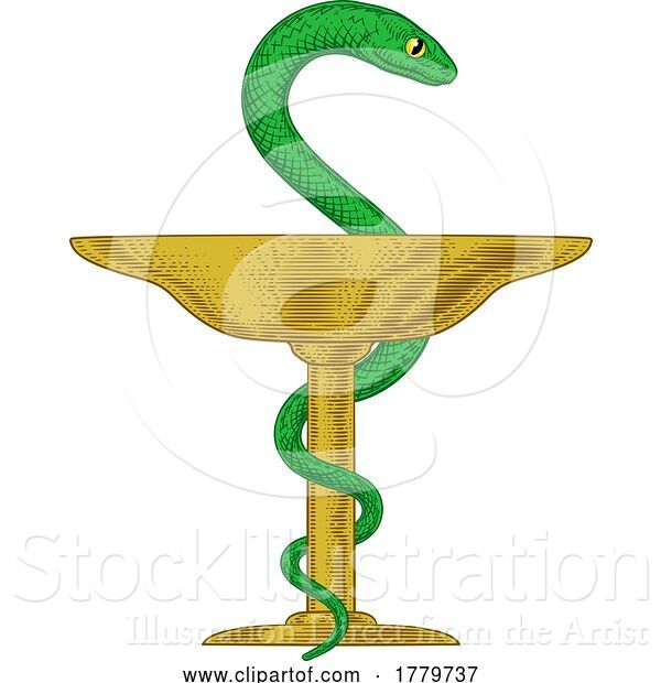 Vector Illustration of Bowl of Hygieia Snake Medical Pharmacy Symbol Icon
