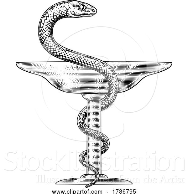 Vector Illustration of Bowl of Hygieia Snake Medical Pharmacy Symbol Icon