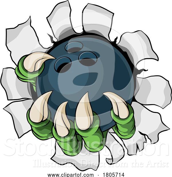 Vector Illustration of Bowling Ball Claw Monster Animal Hand