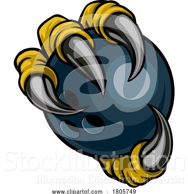 Vector Illustration of Bowling Ball Eagle Claw Monster Hand