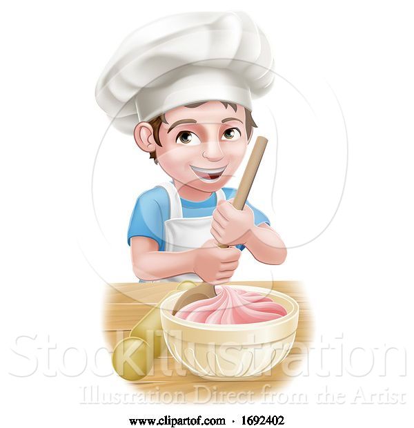 Vector Illustration of Boy Kid Chef Child Character Baking