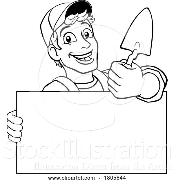 Vector Illustration of Bricklayer Mascot Tool Mason Construction Mascot