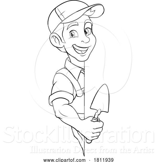 Vector Illustration of Bricklayer Mascot Tool Mason Construction Mascot