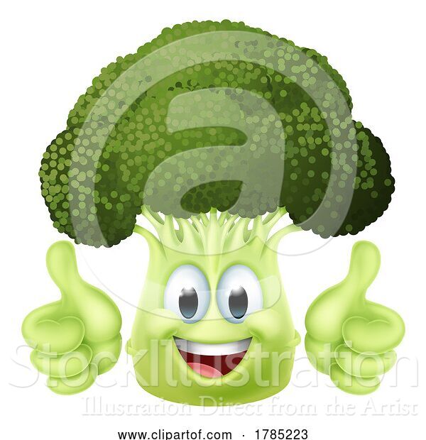 Vector Illustration of Broccoli Vegetable Character Emoji Mascot