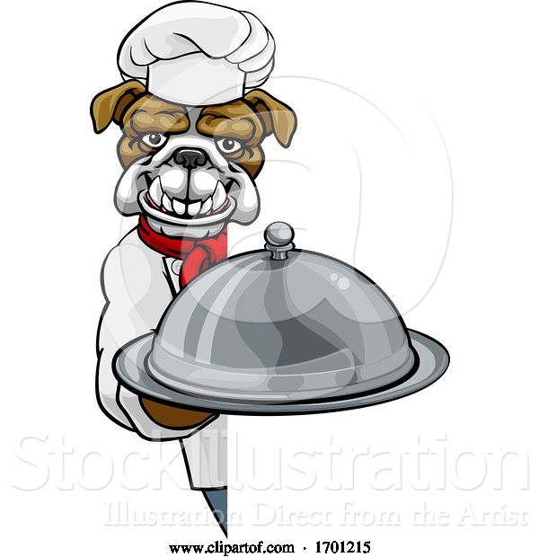 Vector Illustration of Bulldog Chef Mascot Sign