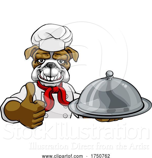 Vector Illustration of Bulldog Chef Mascot Sign