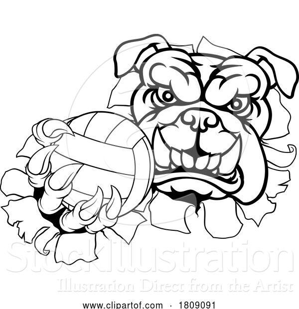 Vector Illustration of Bulldog Dog Volleyball Volley Ball Animal Mascot