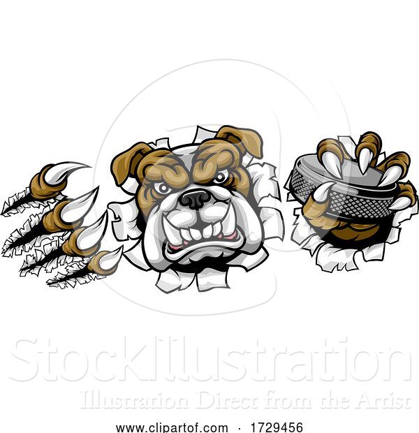Vector Illustration of Bulldog Ice Hockey Player Animal Sports Mascot