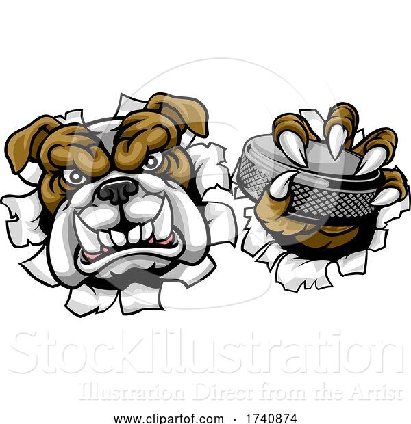 Vector Illustration of Bulldog Ice Hockey Player Animal Sports Mascot