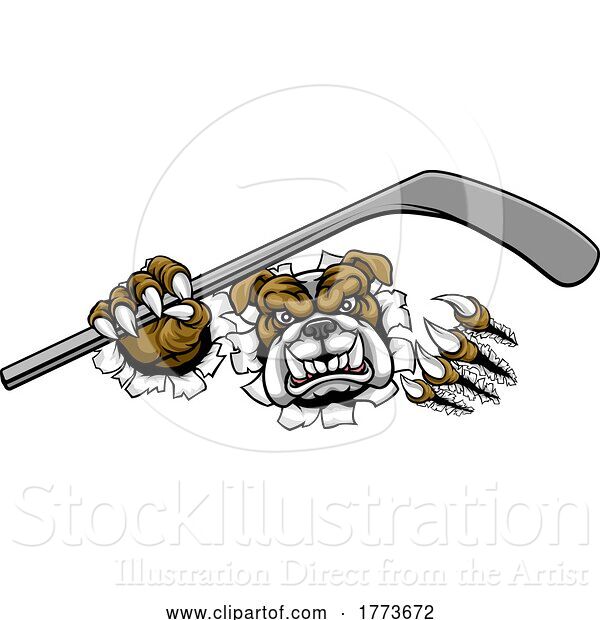 Vector Illustration of Bulldog Ice Hockey Player Animal Sports Mascot