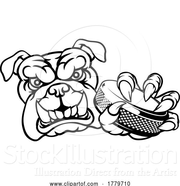 Vector Illustration of Bulldog Ice Hockey Player Animal Sports Mascot