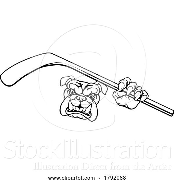 Vector Illustration of Bulldog Ice Hockey Player Animal Sports Mascot